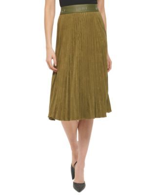 Women's Pleated Faux Suede Skirt