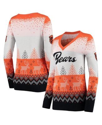 Women's White Chicago Bears Ugly V-Neck Pullover Sweater