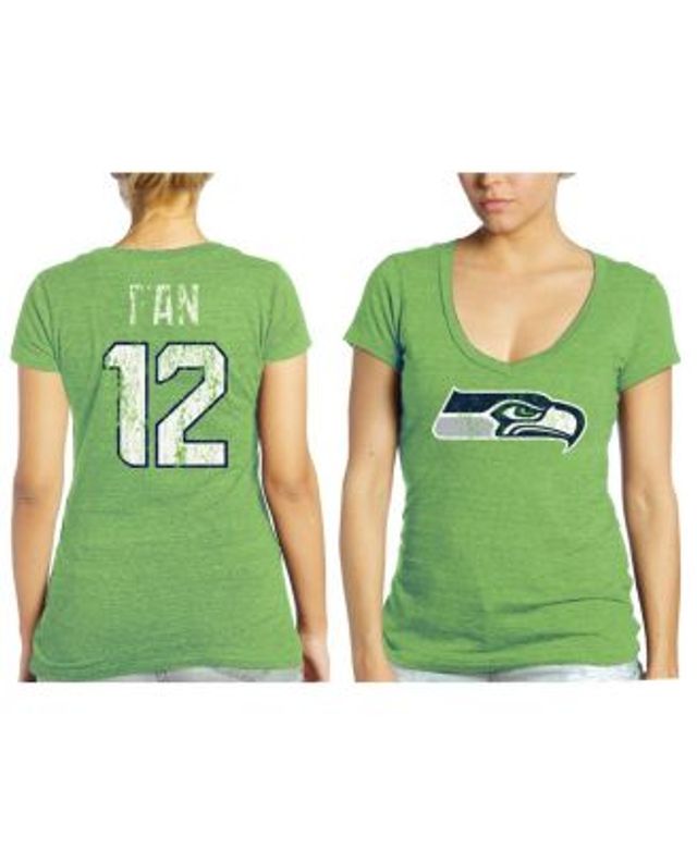 NFL Team Apparel Womens Seattle Seahawks FAN #12 V-Neck Football Shirt NAVY