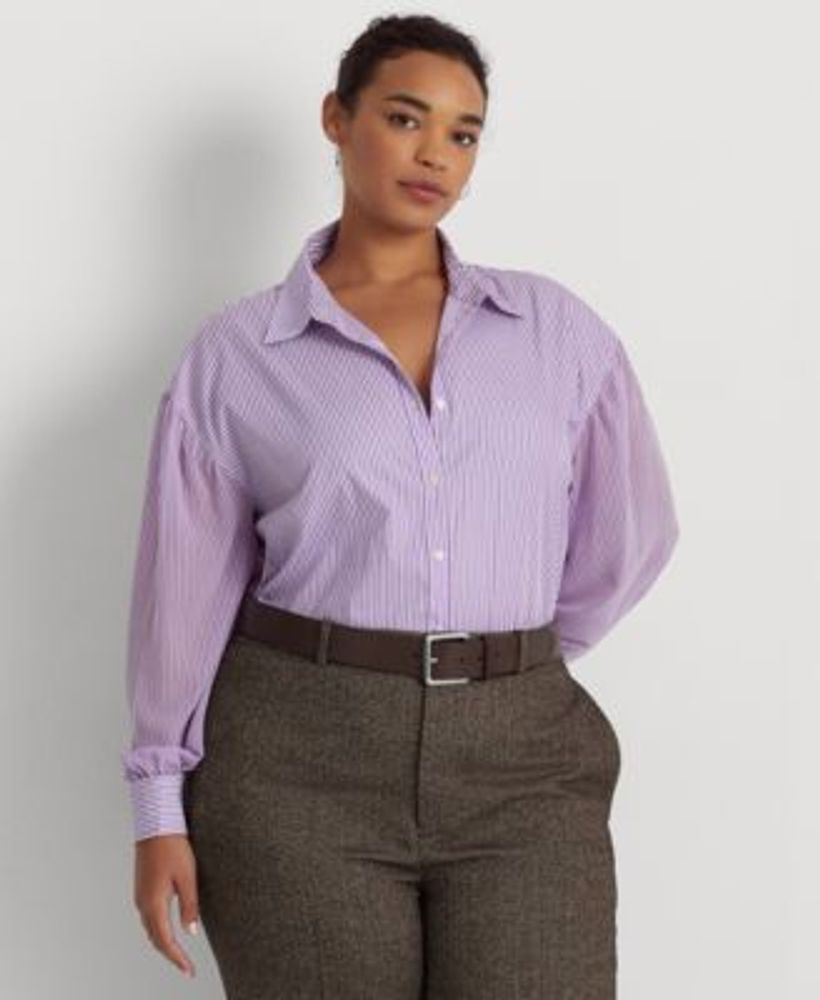 Lauren Ralph Lauren Plus-Size Striped Broadcloth Shirt | Connecticut Post  Mall