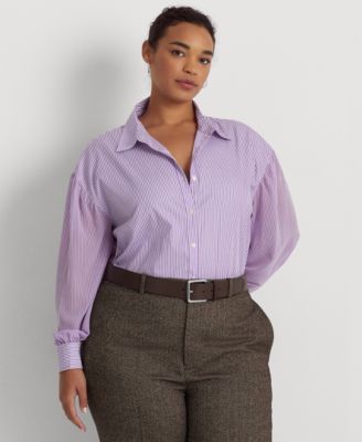 Lauren Ralph Lauren Plus-Size Striped Broadcloth Shirt | Mall of America®