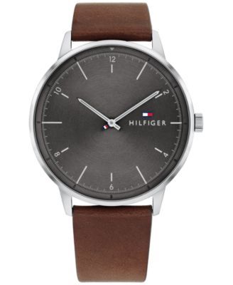 Men's Brown Leather Strap Watch 43mm