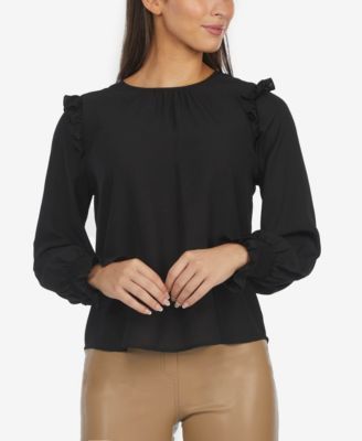 Women's Blouse with Plaid Ruffled Shoulders