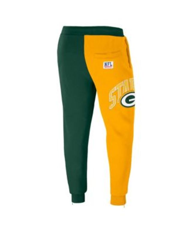 NFL Properties Men's NFL X Staple Hunter Green, Yellow Green Bay Packers  Split Logo Fleece Pants