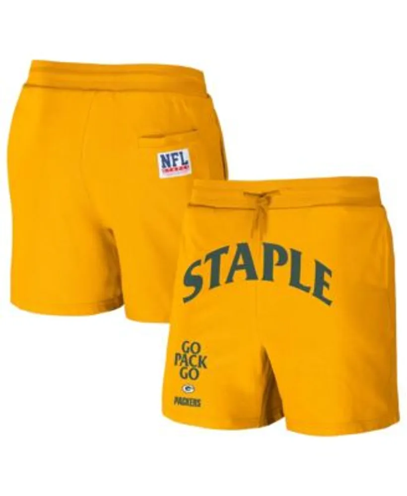 NFL Properties Men's NFL X Staple Yellow Green Bay Packers New Age  Throwback Vintage-Like Wash Fleece Short