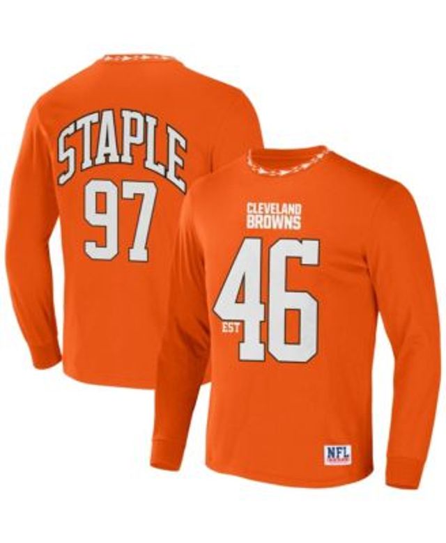 NFL Properties Men's NFL X Staple Orange Cleveland Browns Core Long Sleeve  Jersey Style T-shirt