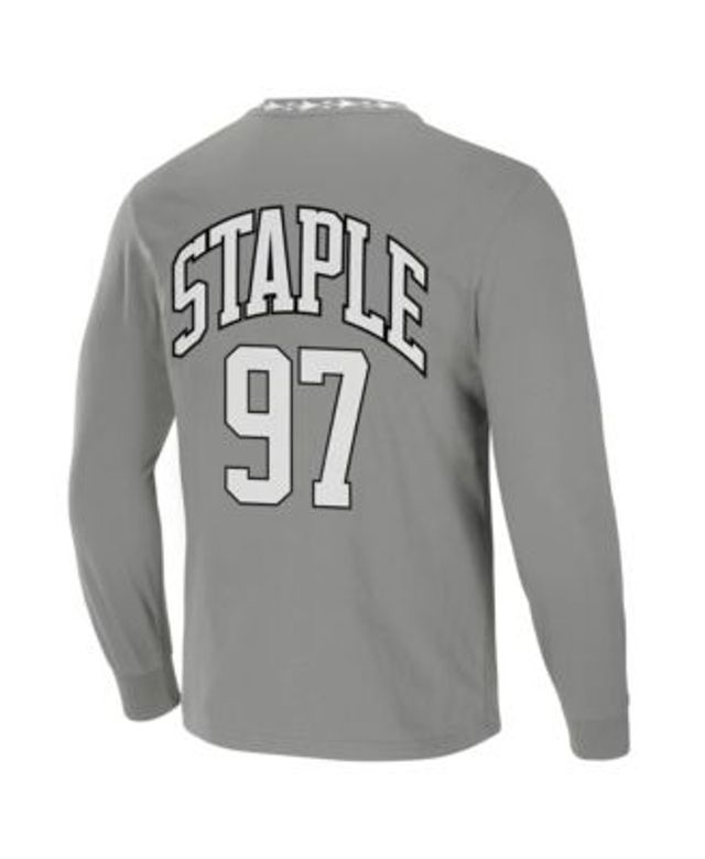 Men's NFL X Staple Gray Las Vegas Raiders Core Long Sleeve Jersey Style  T-shirt