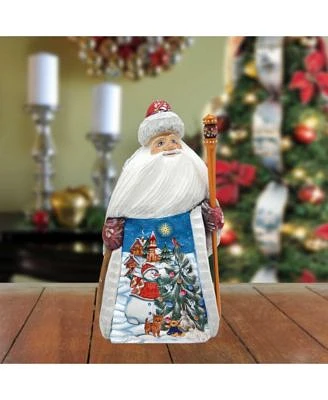 Frosty and The Christmas Tree Wood Carved Holiday Figurine