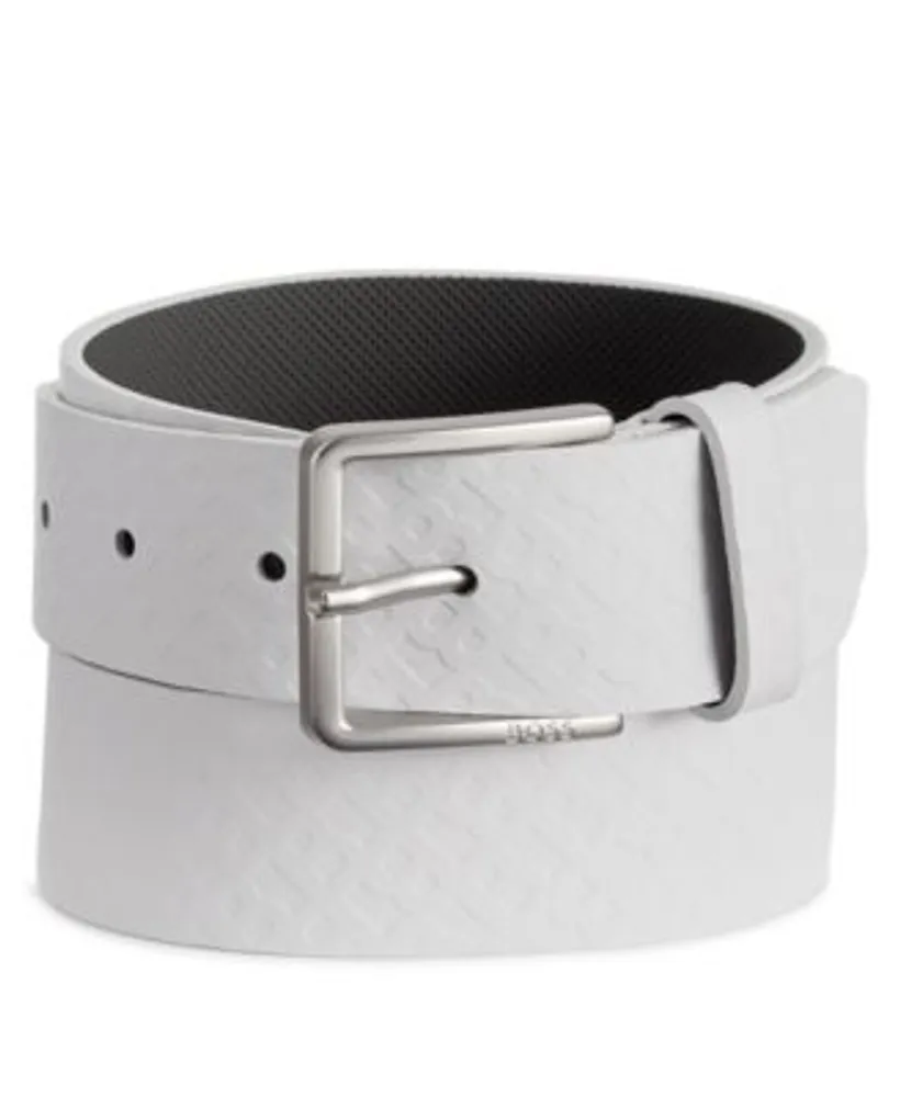 Bally Monogram Printed Leather Belt in Black for Men