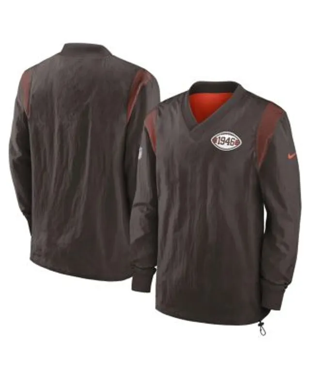 Men's Nike White/Brown Cleveland Browns Sideline Coaches Half-Zip