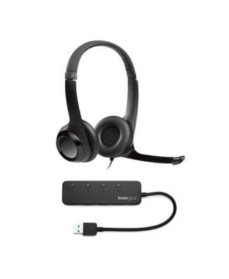 Usb Headset H390 With Noise Cancelling Mic And 4 Port Usb Hub
