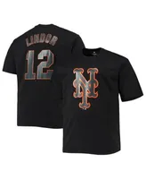 Fanatics Men's Branded Francisco Lindor Black New York Mets Big and Tall  Logo T-shirt