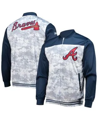 Men's White/Navy Atlanta Braves Big & Tall Satin Full-Snap Jacket