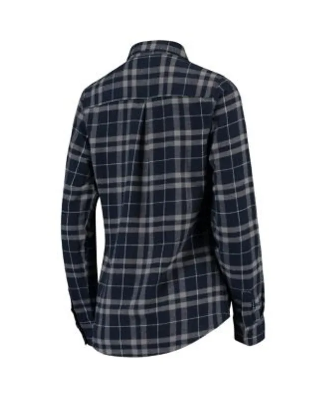 Denver Broncos Antigua Women's Stance Flannel Button-Up Long Sleeve Shirt -  Navy/Gray