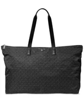 Michael Kors Jet Set Black Signature Logo Travel Large Packable Tote Bag