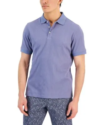 Men's Stretch Textured Stripe Jacquard Polo Shirt, Created for Macy's