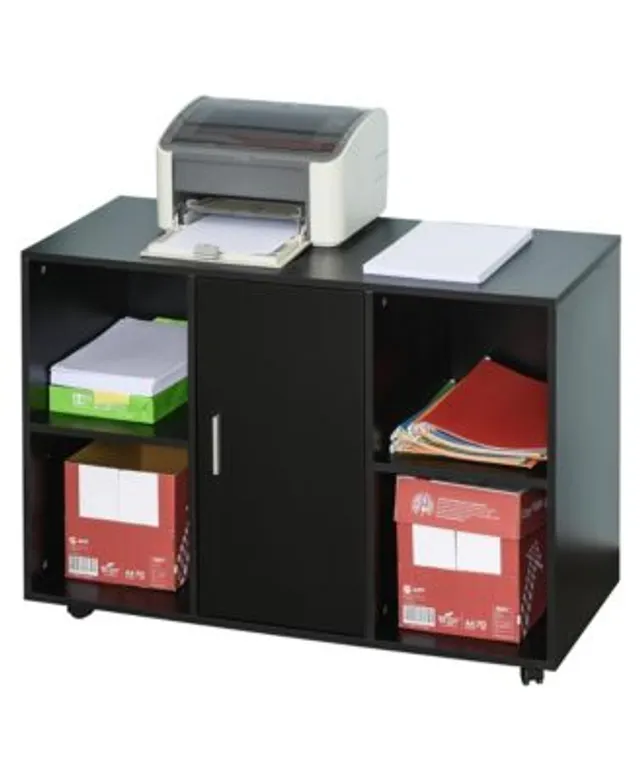 Vertical File Cabinet, Printer Stand with 2 Drawers & Storage ShelvesBlack