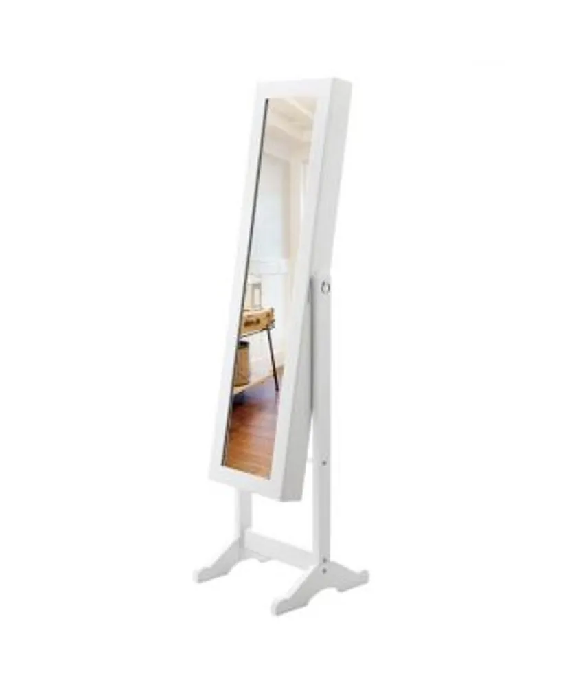 Mirrored Jewelry Box Organizer Armoire Cabinet - White