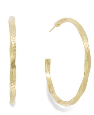 Diamond-Cut C-Hoop Earrings in 14k Gold Vermeil over Sterling Silver
