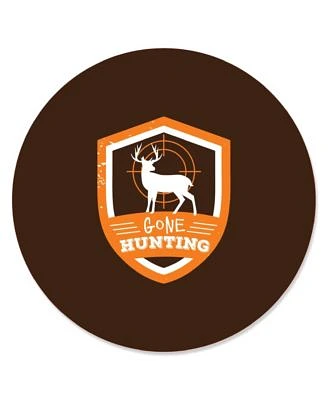 Gone Hunting - Deer Hunting Camo Party Circle Sticker Labels - 24 Ct