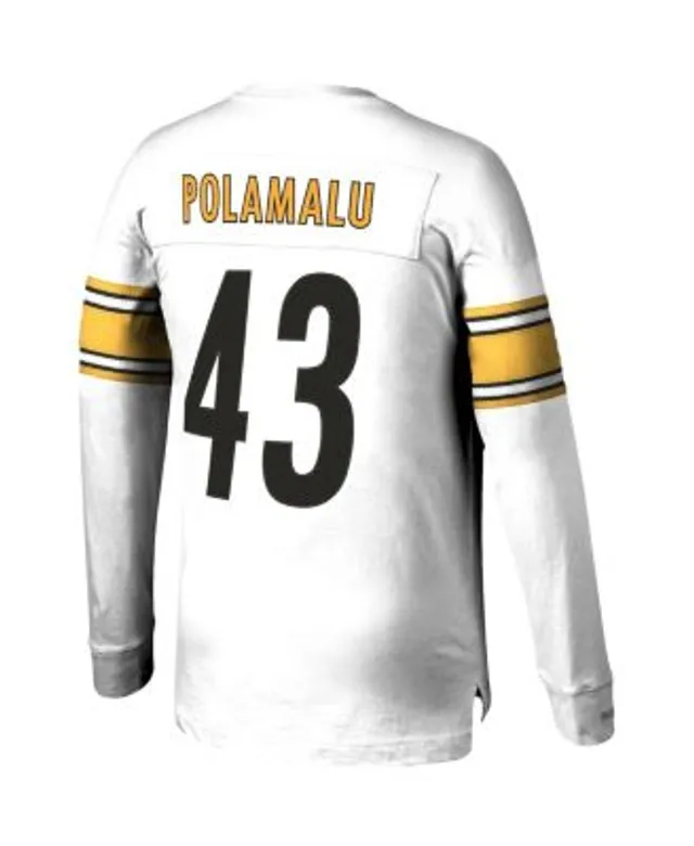 Men's Mitchell & Ness Troy Polamalu Black Pittsburgh Steelers Retired Player Name & Number Mesh Top