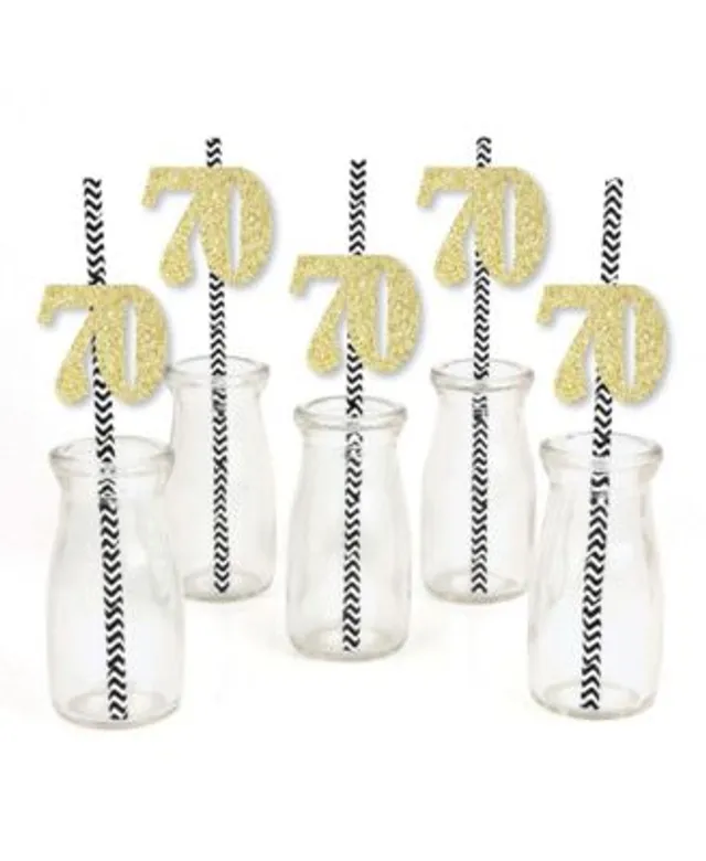 Big Dot Of Happiness Gold Glitter Cat Party Straws - No-mess Real