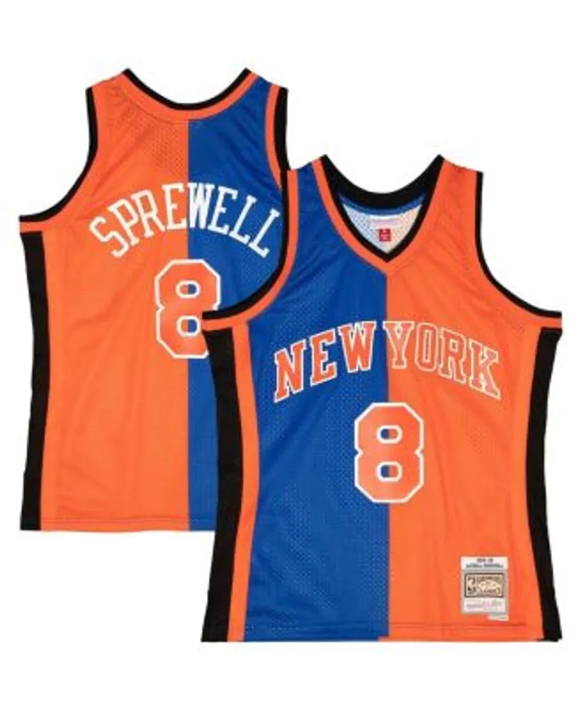 Men's Mitchell & Ness Latrell Sprewell Orange/Black New York Knicks 1998/99  Hardwood Classics Fadeaway Swingman Player Jersey