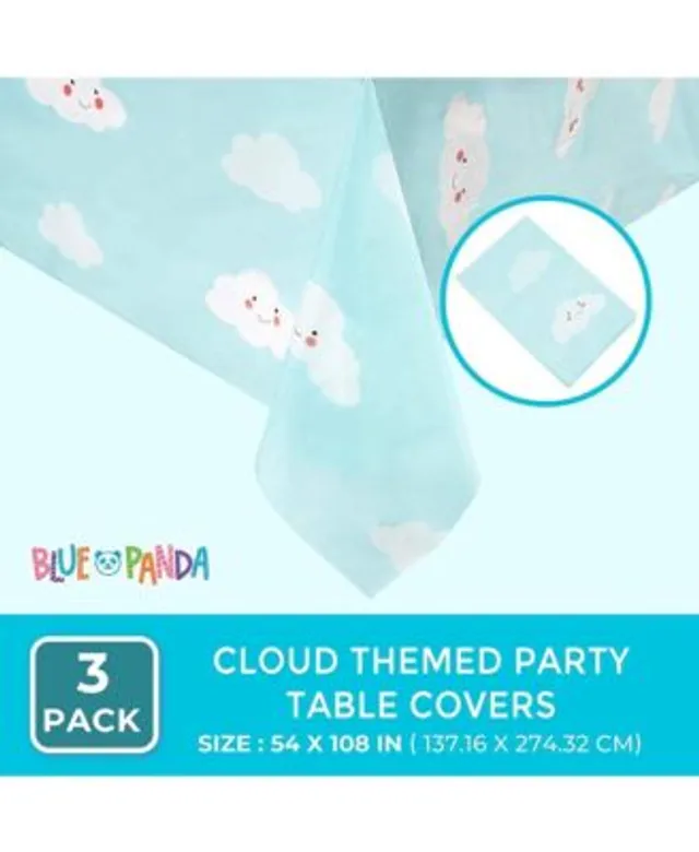 Blue Panda Cloud Party Table Covers for Kids Birthday (54 x 108 in, 3 Pack)