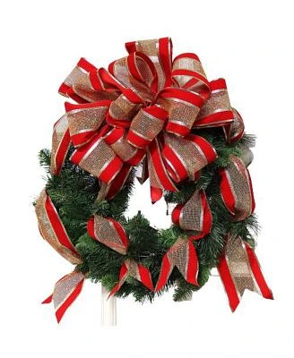 20-Inch Red Velvet & Gold Bow Christmas Wreath: Elegant Holiday Décor