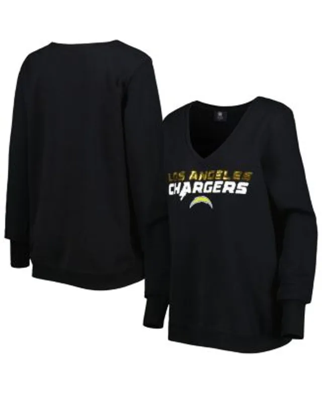 Women's Cuce Black Baltimore Ravens Sequin Logo V-Neck Pullover Sweatshirt Size: Large