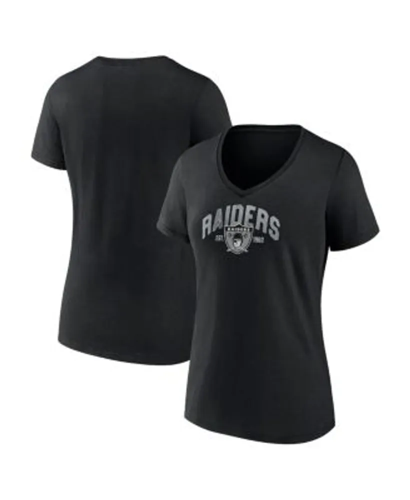 Women's Heathered Gray Las Vegas Raiders Plus Size Lace-Up V-Neck T-Shirt