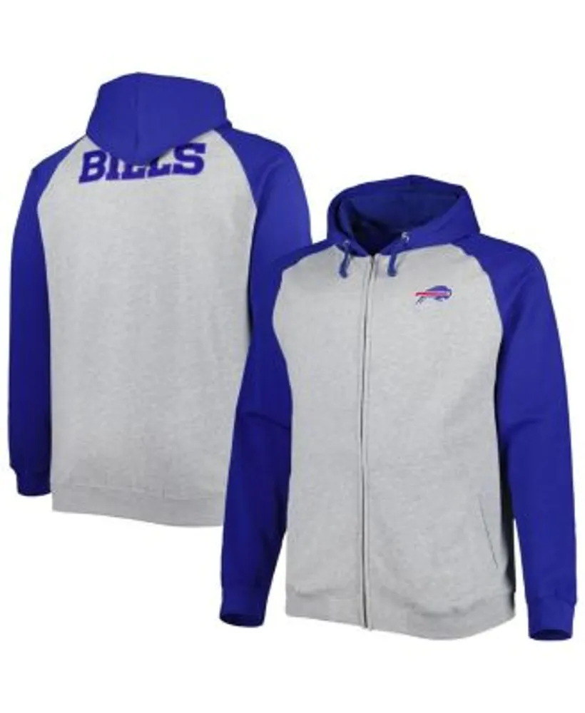 Profile Men's Heather Gray Buffalo Bills Big and Tall Fleece Raglan  Full-Zip Hoodie Jacket