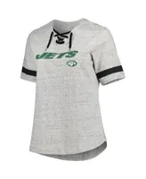 Women's Heathered Gray Philadelphia Eagles Plus Size Lace-Up V-Neck T-Shirt