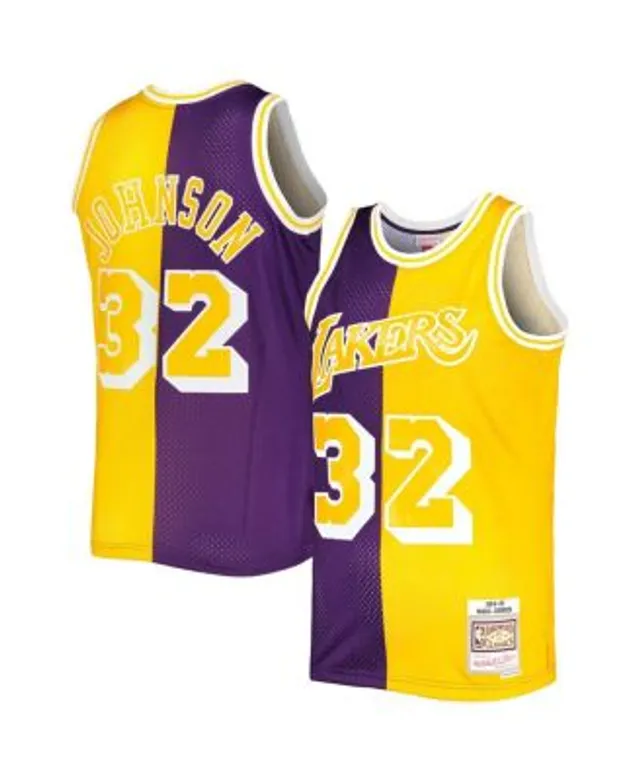 Men's Mitchell & Ness Magic Johnson Gold/Purple Los Angeles Lakers Hardwood  Classics Tie-Dye Name & Number Tank Top