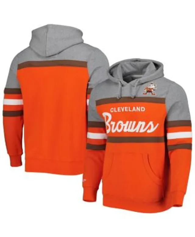 New Era Men's New Era Orange/Brown Cleveland Browns Big & Tall League  Raglan Quarter-Zip Hoodie