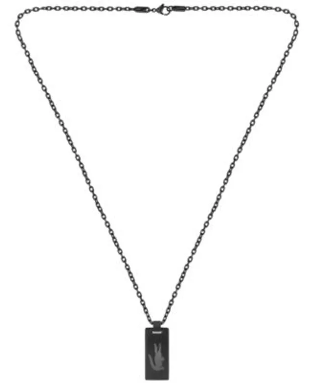 Emporio Armani Men's Gray-Tone Stainless Steel Dog Tag Necklace