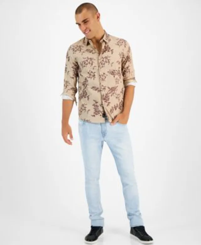 GUESS Men's Eco Tiger-Print Shirt - Macy's