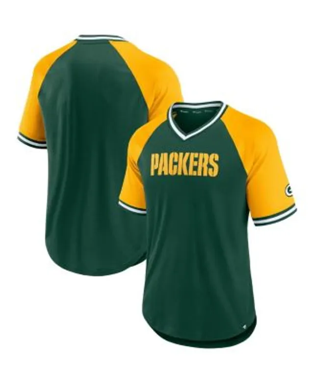 Men's Nike Gold/Green Green Bay Packers Throwback Raglan Long Sleeve T-Shirt Size: Small