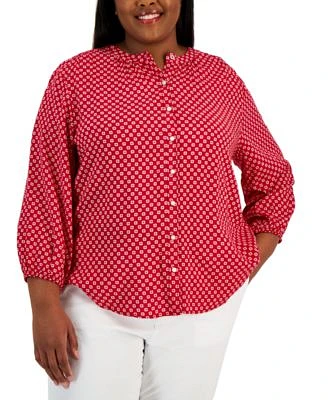 Plus Poet Button Front Blouse