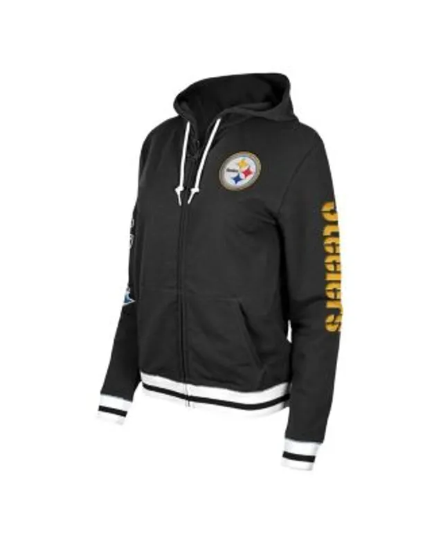 Women's New Era Black Pittsburgh Steelers Tie Dye Fleece Full-Zip Hoodie 