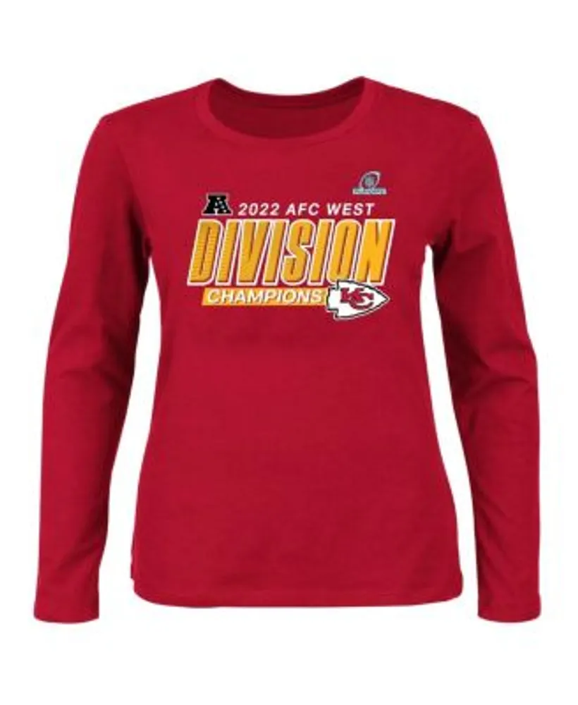 Fanatics Women's Branded Red Kansas City Chiefs 2022 AFC West Division  Champions Divide and Conquer Plus Size Long Sleeve T-shirt