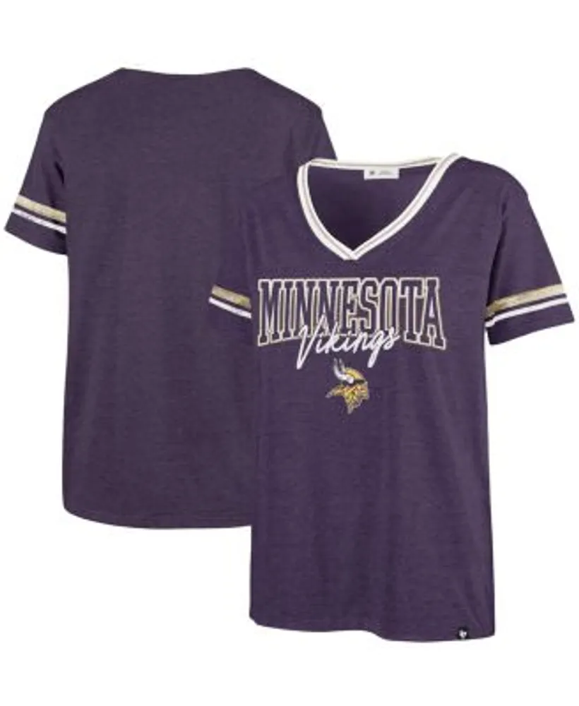 '47 Minnesota Vikings Women's Lace-Up V-Neck Jersey T-Shirt Large