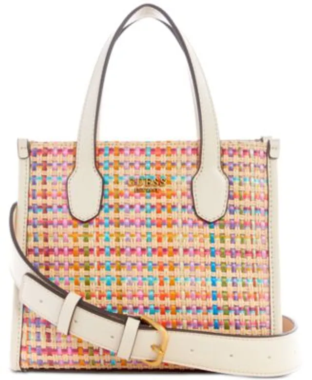 Guess Silvana Tweed Mini Handbag White