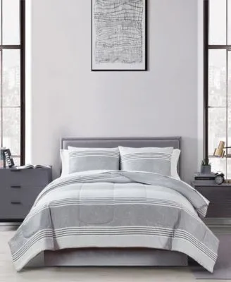 Douglas Stripe Greyscale 8 Piece Reversible Comforter Sets, Created for Macy's
