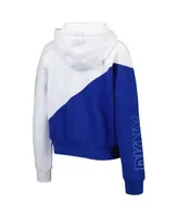 DKNY Women's Navy, White Atlanta Braves Bobbi Colorblock Pullover Hoodie