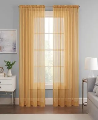 Emina Crushed Sheer Voile Rod Pocket Curtain Panel, 52" x