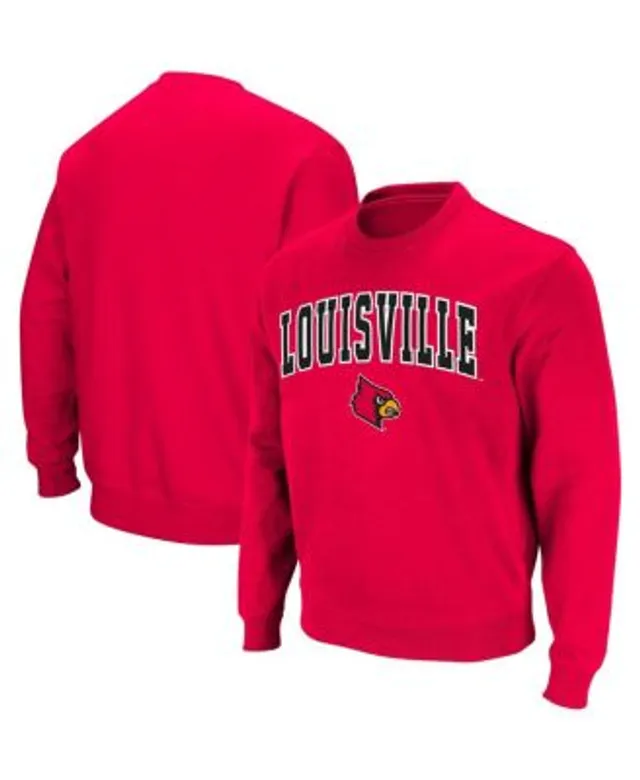 Men's Colosseum White Louisville Cardinals Arch & Logo Crew Neck Sweatshirt Size: Medium