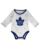 Outerstuff Newborn and Infant Boys Girls White, Blue Toronto Maple Leafs  Dream Team Hat Pants Bodysuit Set