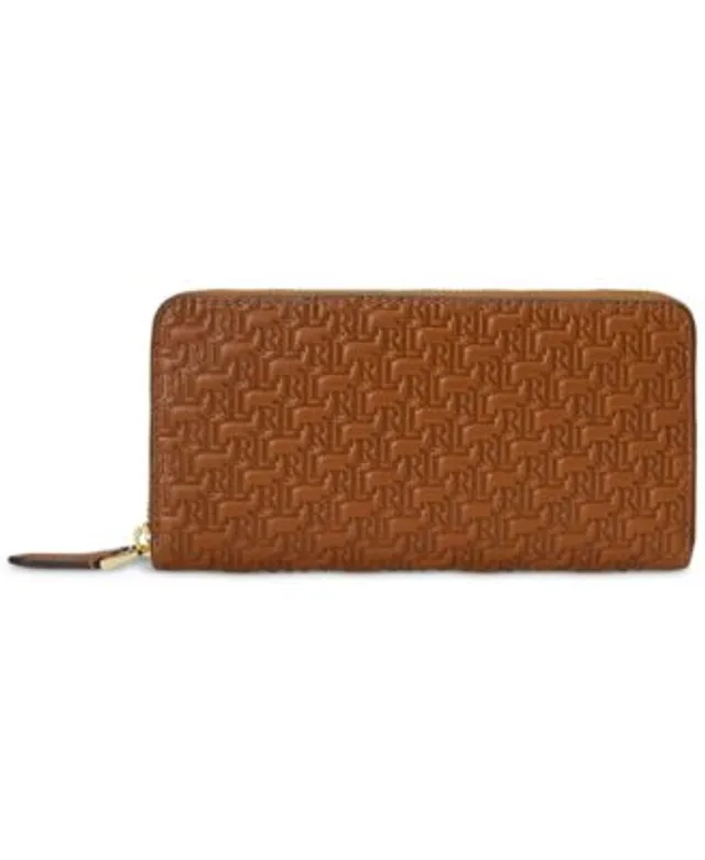 Lauren Ralph Lauren Debossed Monogram Leather Zip-Around Wallet
