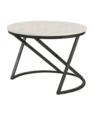 17.75" Marble Round Accent Table with Marble Top